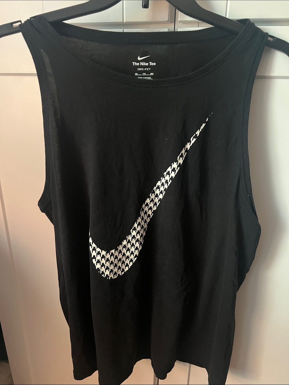 Nike Black Tank Top with White Houndstooth Swoosh